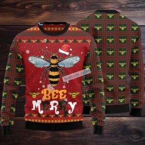 Bee Hold Claus Hat Merry Ugly Christmas Sweaters Funny