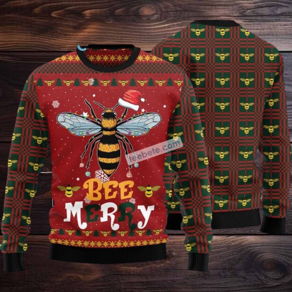 Bee Hold Claus Hat Merry Ugly Christmas Sweaters Funny