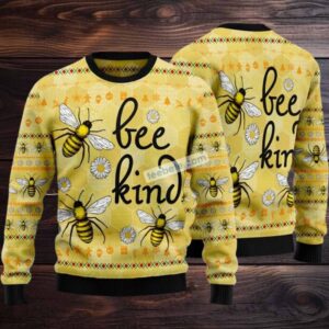 Bee Kind Ugly Christmas Cardigan Yellow