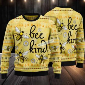Bee Kind Ugly Christmas Cardigan Yellow