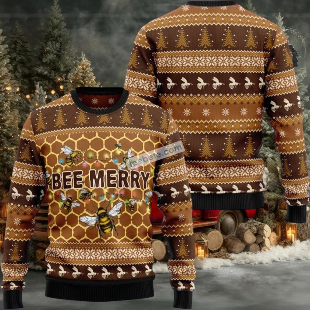 Bee Merry Hard Working Person Ugly Christmas Sweater Vintage Bee Merry Hard Working Person Ugly Christmas Sweater Vintage