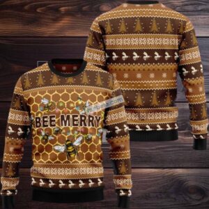 Bee Merry Hard Working Person Ugly Christmas Sweater Vintage