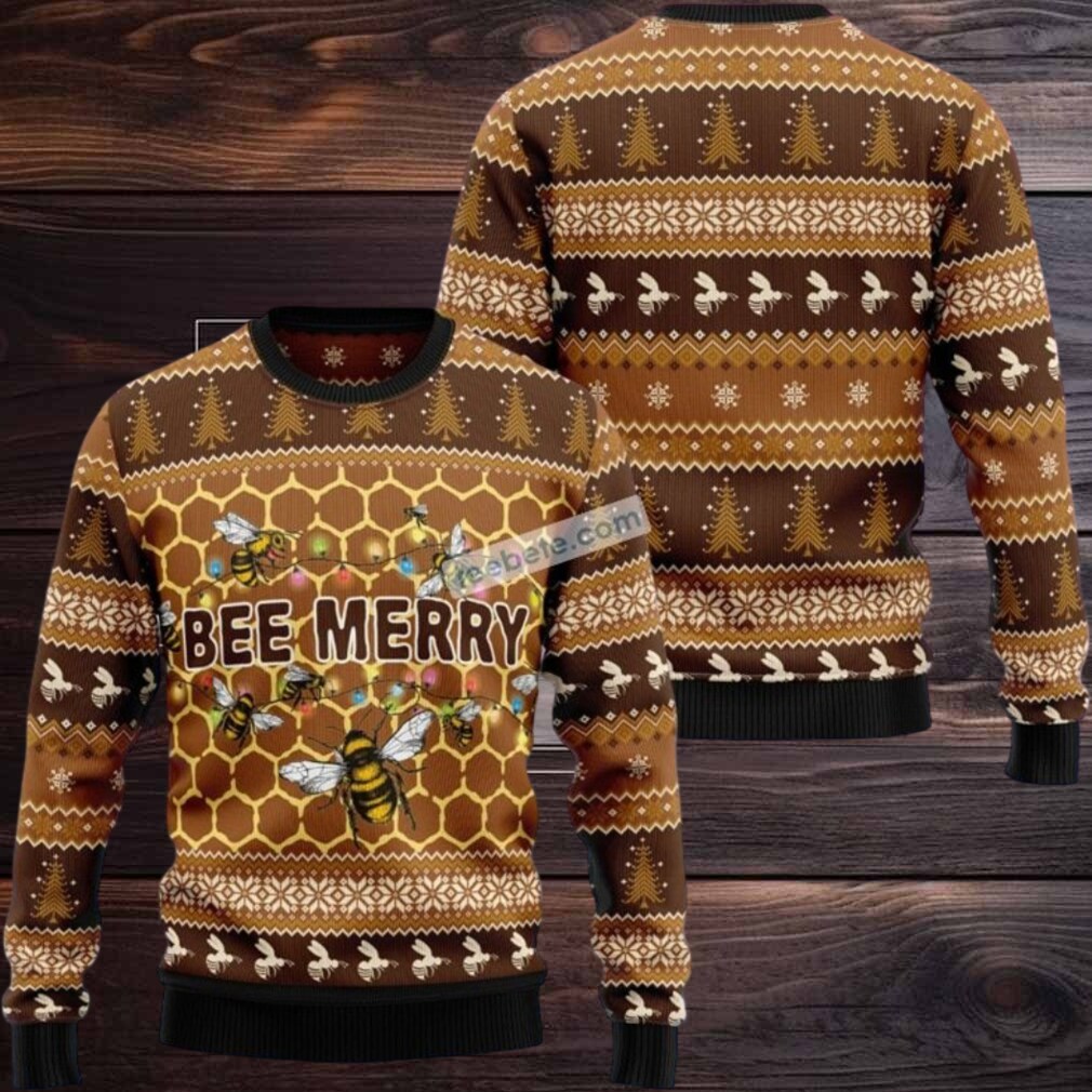 Bee Merry Hard Working Person Ugly Christmas Sweater Vintage Bee Merry Hard Working Person Ugly Christmas Sweater Vintage