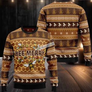 Bee Merry Hard Working Person Ugly Christmas Sweater Vintage