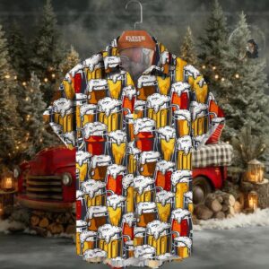 Beer Pattern Hawaiian Short Sleeve Shirt