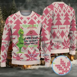 Beige Red Jameson Grinch Touch My Whiskey Christmas Ugly Sweater
