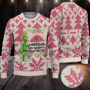 Beige Red Jameson Grinch Touch My Whiskey Christmas Ugly Sweater