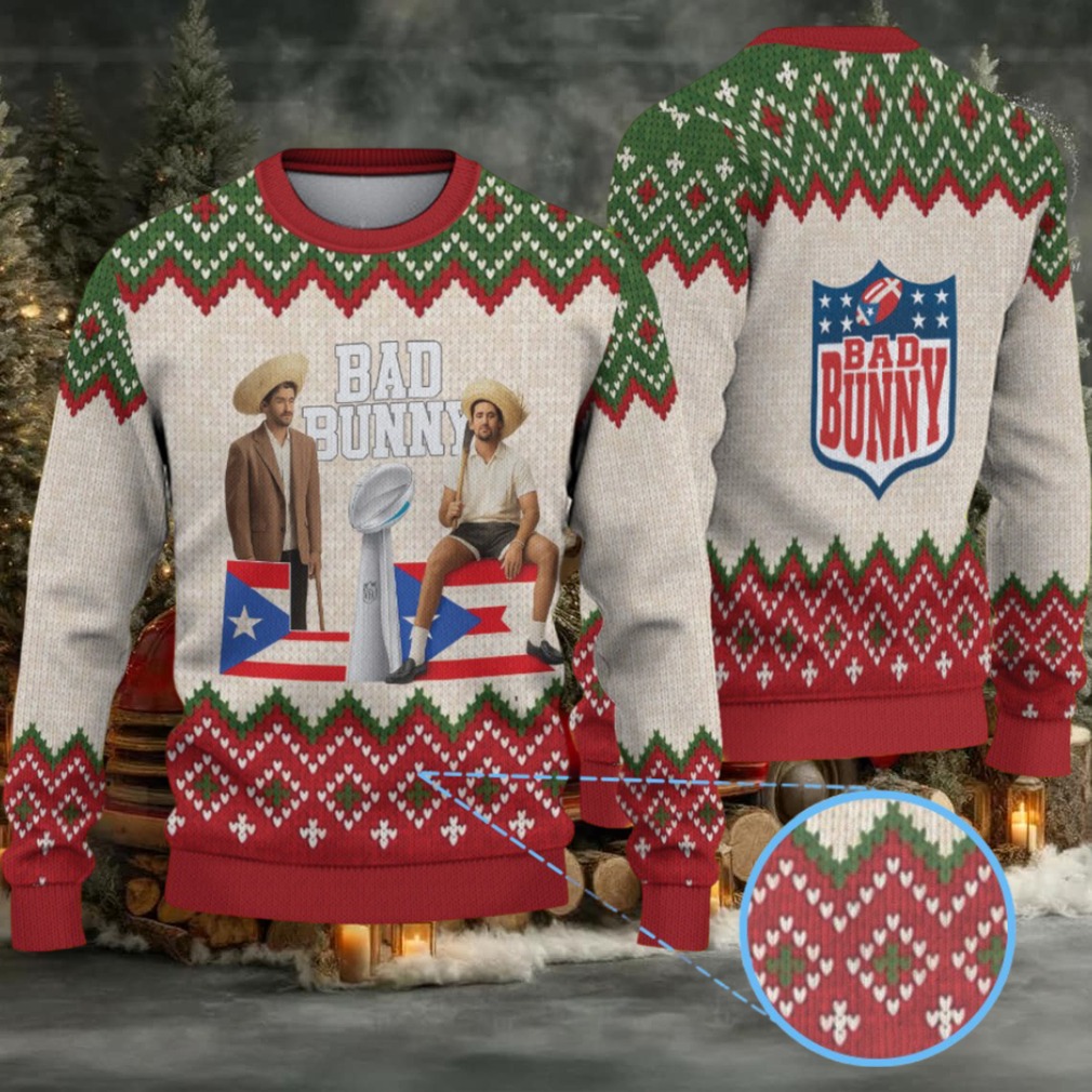 Beige & Red Knit Christmas Tree Pattern “Bad Bunny Holiday Trophy” Ugly Christmas Sweater Beige & Red Knit Christmas Tree Pattern “Bad Bunny Holiday Trophy” Ugly Christmas Sweater