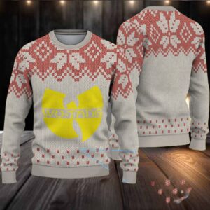 Beige and Red Snowflake Pattern “Wu Tang Clan Yellow Logo” Ugly Christmas Sweater