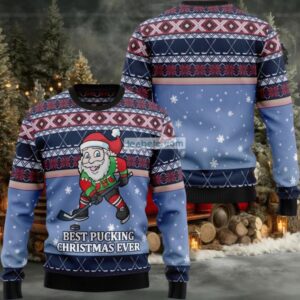 Best Christmas Ever Santa Hockey Womens Ugly Xmas Sweater Best Christmas Ever Santa Hockey Womens Ugly Xmas Sweater