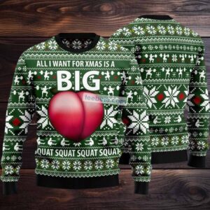 Big Booty Squat Gymer Ugly Christmas Sweater Green Best