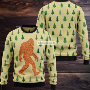 Bigfoot Sasquatch Xmas Tree Ugly Christmas Sweater Cheap