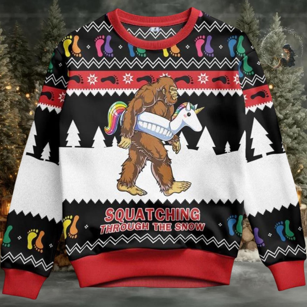 Bigfoot Squatching Through The Snow Ugly Christmas Sweater Bigfoot Squatching Through The Snow Ugly Christmas Sweater