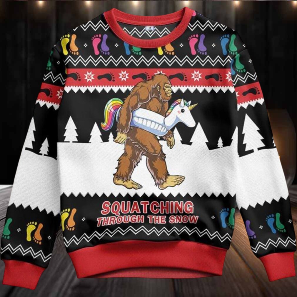 Bigfoot Squatching Through The Snow Ugly Christmas Sweater Bigfoot Squatching Through The Snow Ugly Christmas Sweater