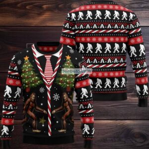 Bigfoot Xmas Tree Ugly Christmas Sweater Naughty