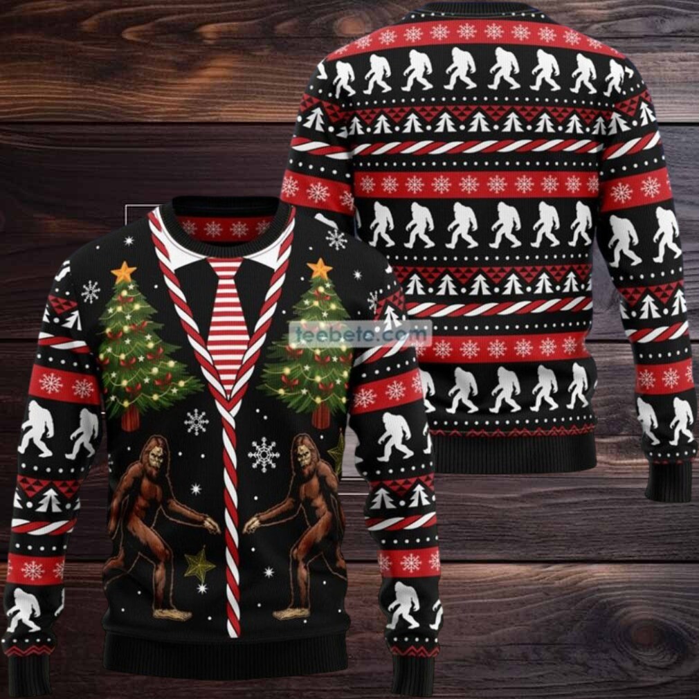 Bigfoot Xmas Tree Ugly Christmas Sweater Naughty Bigfoot Xmas Tree Ugly Christmas Sweater Naughty