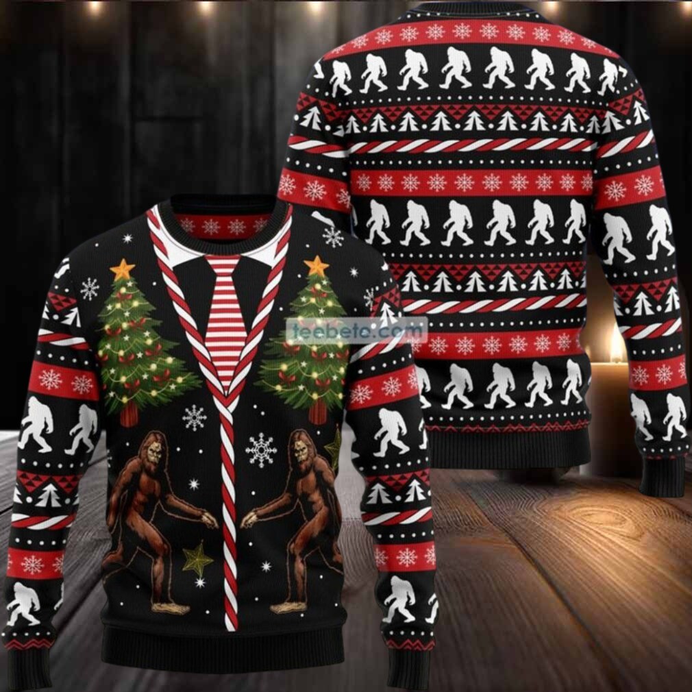 Bigfoot Xmas Tree Ugly Christmas Sweater Naughty Bigfoot Xmas Tree Ugly Christmas Sweater Naughty