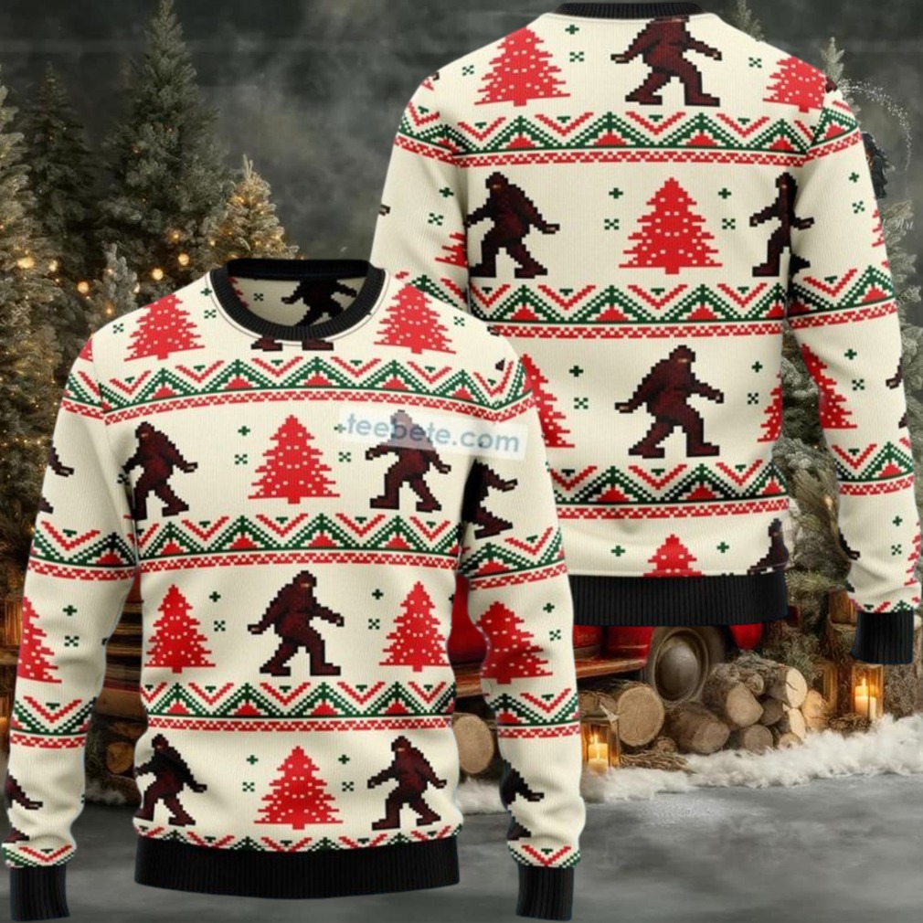 Bigfoot Xmas Tree Ugly Christmas Sweater Plus Size Bigfoot Xmas Tree Ugly Christmas Sweater Plus Size