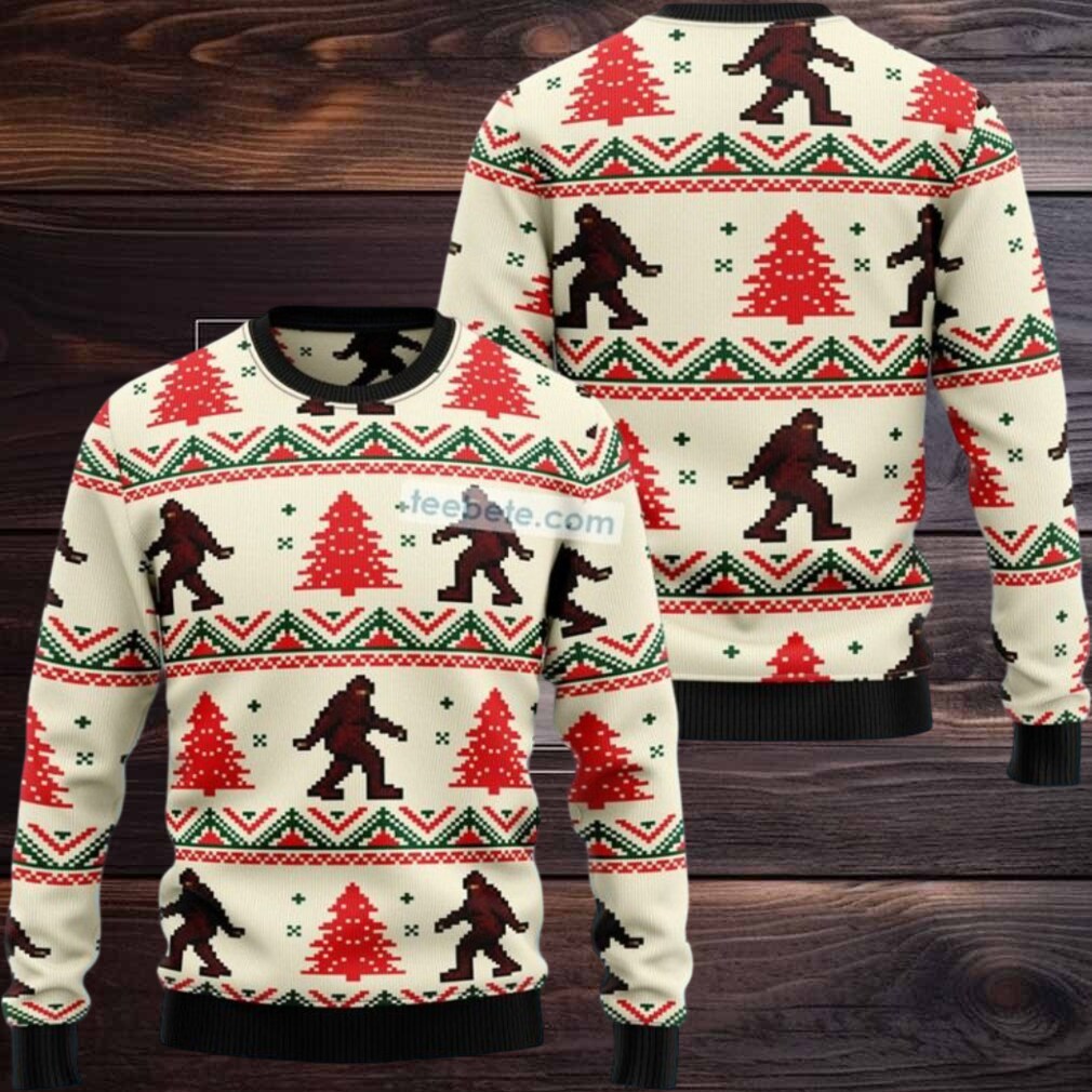 Bigfoot Xmas Tree Ugly Christmas Sweater Plus Size Bigfoot Xmas Tree Ugly Christmas Sweater Plus Size