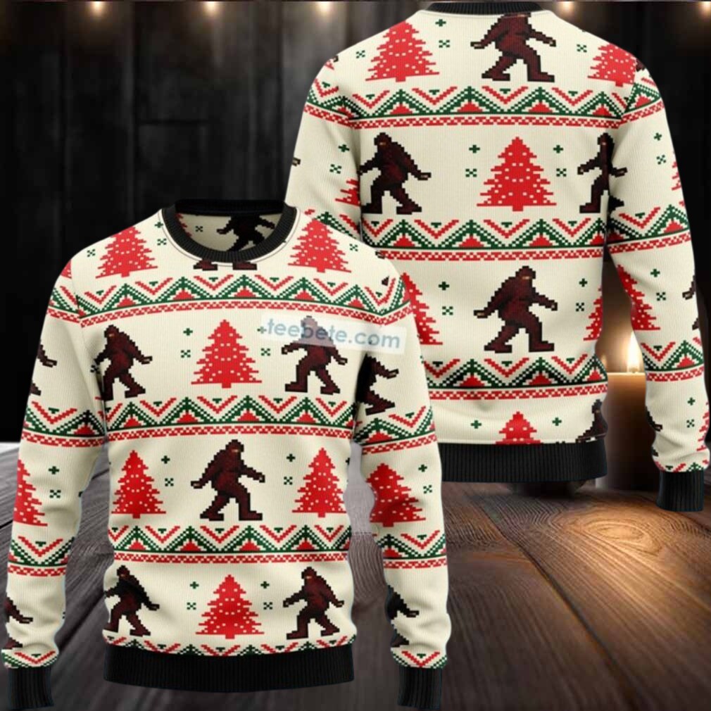 Bigfoot Xmas Tree Ugly Christmas Sweater Plus Size Bigfoot Xmas Tree Ugly Christmas Sweater Plus Size