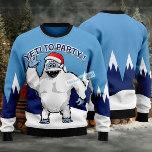 Bigfoot Yeti To Party Ugly Christmas Sweaters Naughty Blue