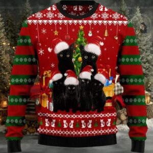 Black Cat Family Ugly Christmas Sweater