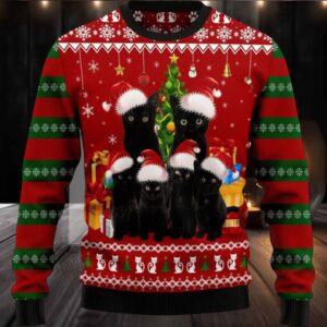 Black Cat Family Ugly Christmas Sweater