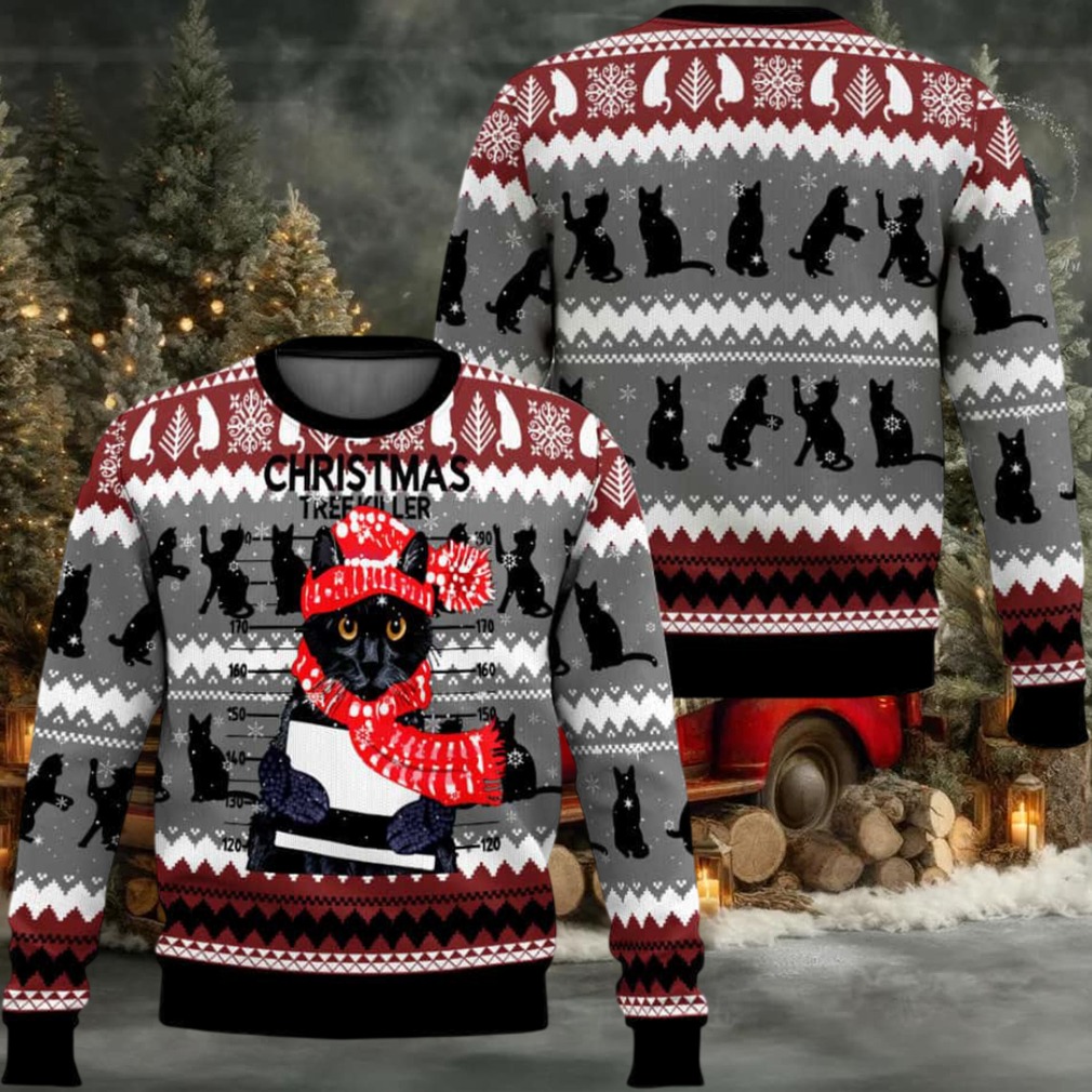 Black Cat Tree Killer Ugly Christmas Sweater Black Cat Tree Killer Ugly Christmas Sweater