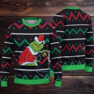 Black Fair Isle Stripe Guinness Beer Ugly Christmas Sweater