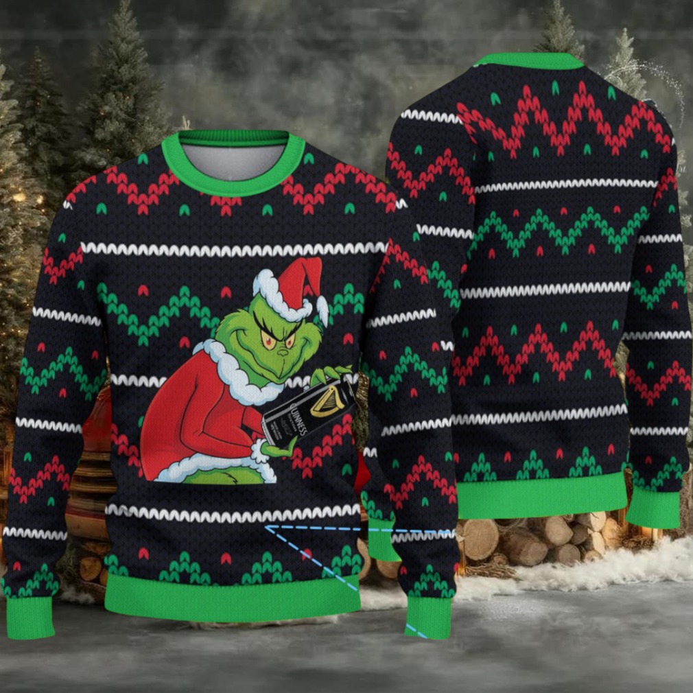 Black Fair Isle Stripe Guinness Beer Ugly Christmas Sweater Black Fair Isle Stripe Guinness Beer Ugly Christmas Sweater