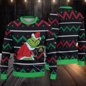 Black Fair Isle Stripe Guinness Beer Ugly Christmas Sweater