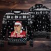 White and Navy Fair Isle “Super Jesus” Ugly Christmas Sweater with Flying Savior Design White and Navy Fair Isle “Super Jesus” Ugly Christmas Sweater with Flying Savior Design