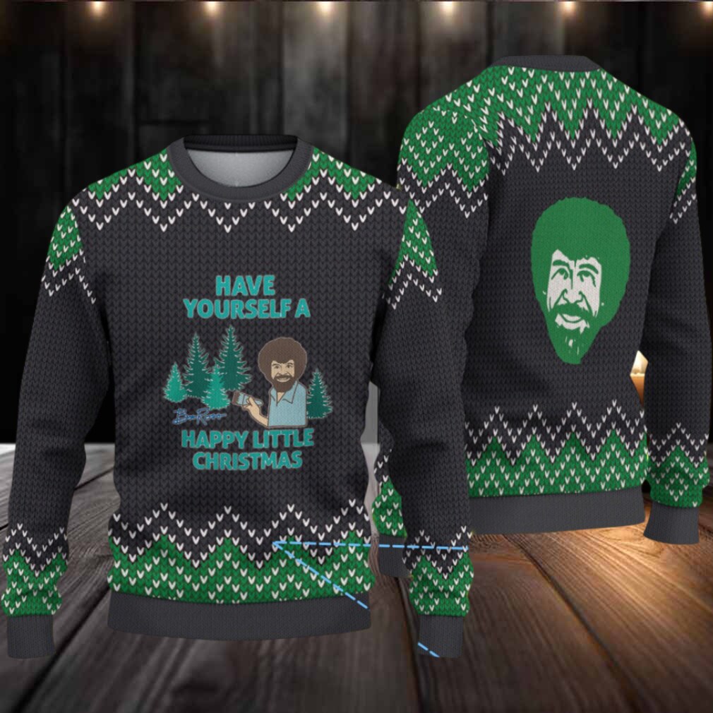 Black & Green Zigzag Knit “Bob Ross Have Yourself a Happy Little Christmas” Ugly Christmas Sweater Black & Green Zigzag Knit “Bob Ross Have Yourself a Happy Little Christmas” Ugly Christmas Sweater