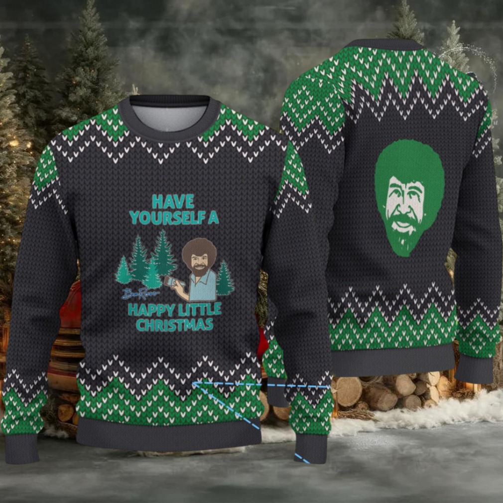 Black & Green Zigzag Knit “Bob Ross Have Yourself a Happy Little Christmas” Ugly Christmas Sweater Black & Green Zigzag Knit “Bob Ross Have Yourself a Happy Little Christmas” Ugly Christmas Sweater