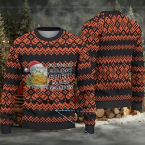 Black Orange Jameson Holiday Spirit Bourbon Pixel Knit Christmas Ugly Sweater