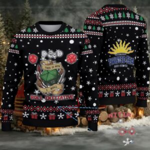 Black Twisted Tea D&D Dice Christmas Pattern Ugly Sweater