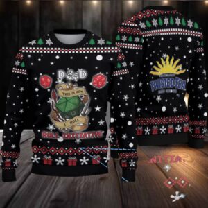 Black Twisted Tea D&D Dice Christmas Pattern Ugly Sweater