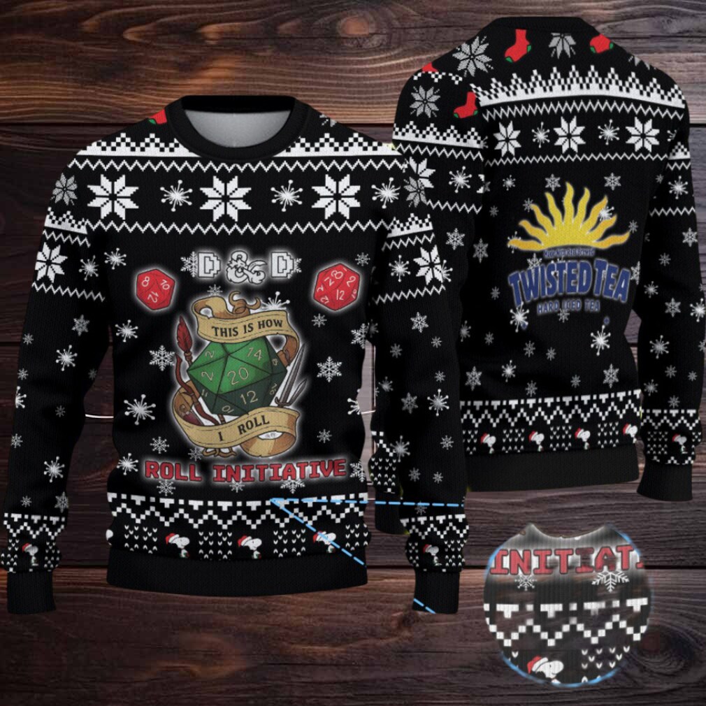Black Twisted Tea D&D Dice Christmas Pattern Ugly Sweaters Black Twisted Tea D&D Dice Christmas Pattern Ugly Sweaters