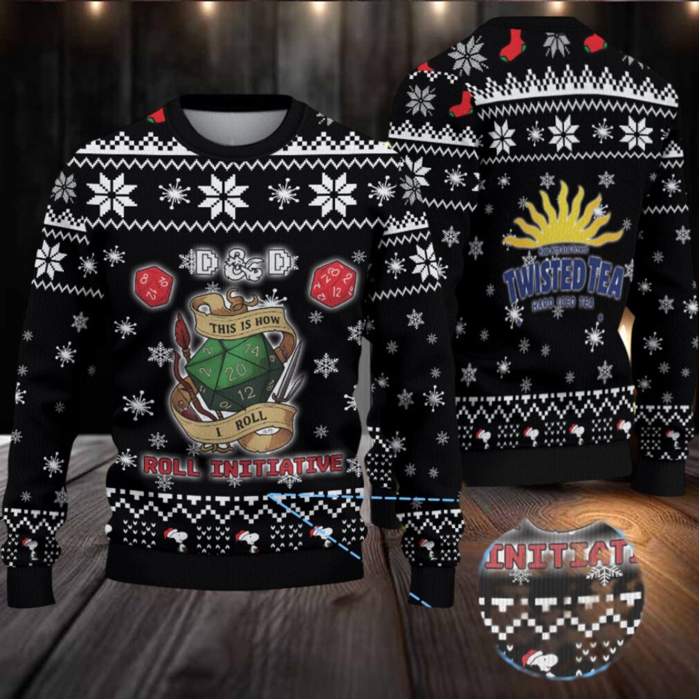 Black Twisted Tea D&D Dice Christmas Pattern Ugly Sweaters Black Twisted Tea D&D Dice Christmas Pattern Ugly Sweaters