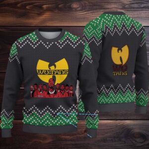 Black and Green Chevron Knit “Wu Tang Clan Christmas Crew Edition” Ugly Christmas Sweater
