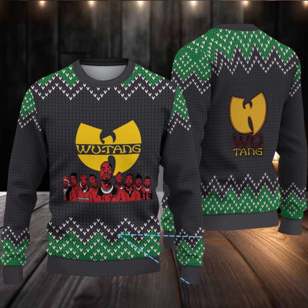 Black and Green Chevron Knit “Wu Tang Clan Christmas Crew Edition” Ugly Christmas Sweater Black and Green Chevron Knit “Wu Tang Clan Christmas Crew Edition” Ugly Christmas Sweater