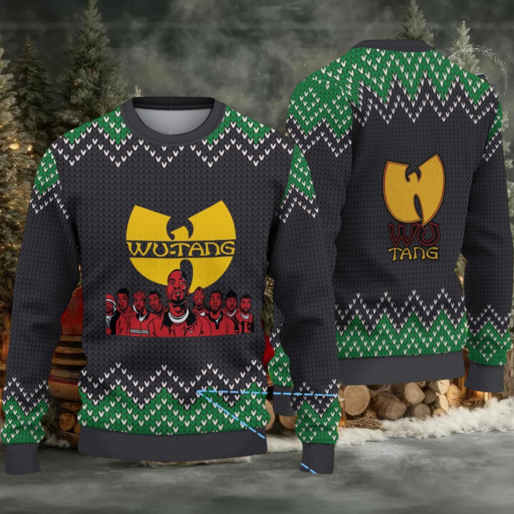 Black and Green Chevron Knit “Wu Tang Clan Christmas Crew Edition” Ugly Christmas Sweater Black and Green Chevron Knit “Wu Tang Clan Christmas Crew Edition” Ugly Christmas Sweater
