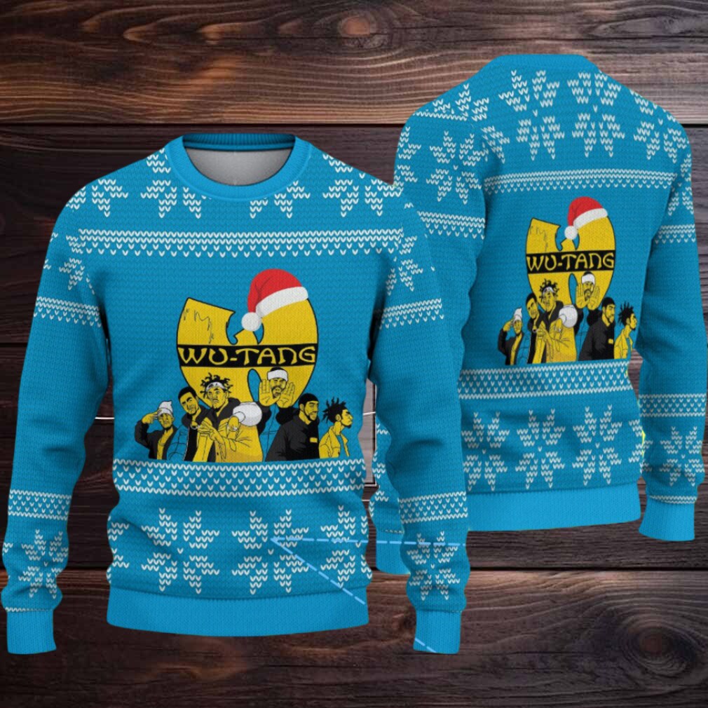 Blue Snowflake Pattern “Wu Tang Clan Holiday Spirit” Ugly Christmas Sweater Blue Snowflake Pattern “Wu Tang Clan Holiday Spirit” Ugly Christmas Sweater