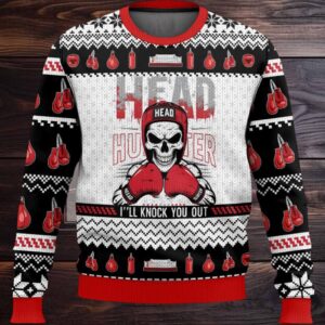 Boxing Head Hunter Christmas Ugly Sweater