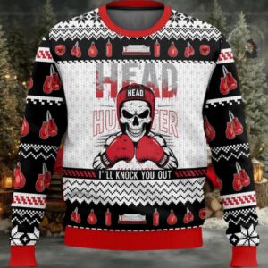 Boxing Head Hunter Christmas Ugly Sweater