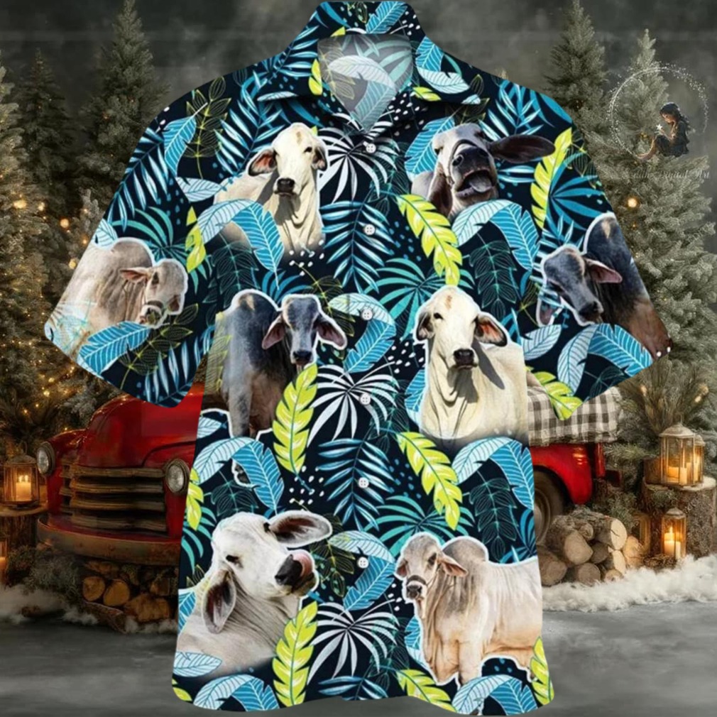 Brahman Cattle Jungle Leaves Hawaiian Shirt Brahman Cattle Jungle Leaves Hawaiian Shirt