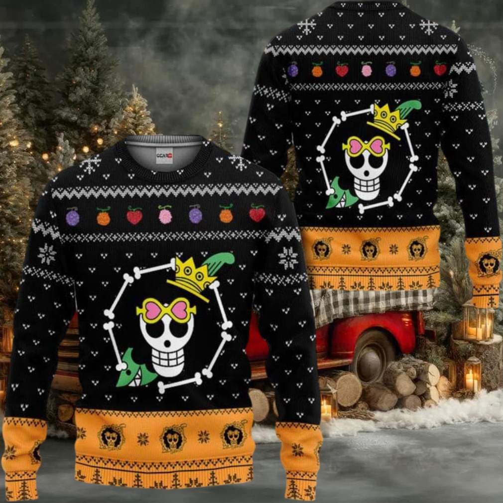 Brook Symbol Anime Xmas One Piece Ugly Christmas Sweater Brook Symbol Anime Xmas One Piece Ugly Christmas Sweater