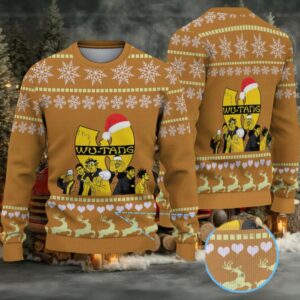 Brown Snowflake & Reindeer Pattern “Wu Tang Clan Christmas Edition” Ugly Sweater