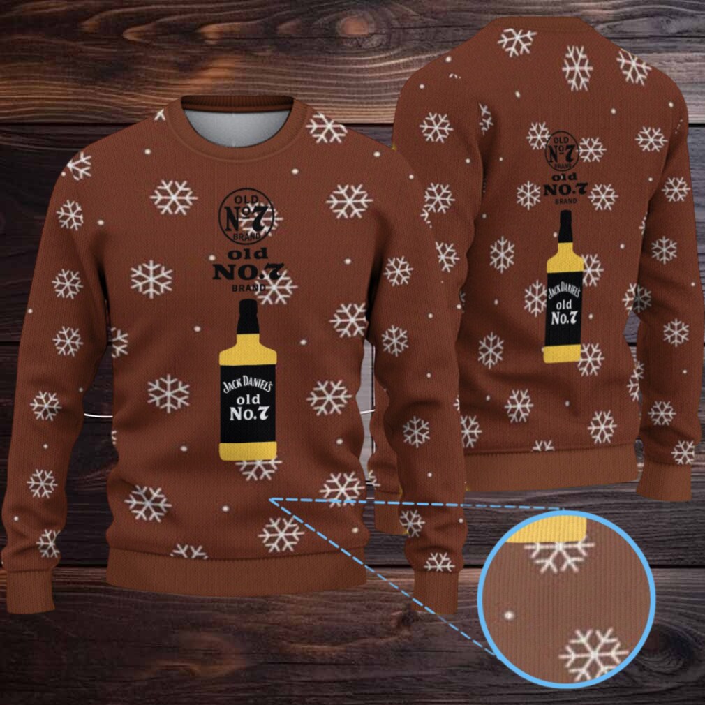 Brown Snowflake Ugly Christmas Sweater Jack Daniel’s Old No. 7 Whiskey Bottle Pattern Brown Snowflake Ugly Christmas Sweater Jack Daniel’s Old No. 7 Whiskey Bottle Pattern