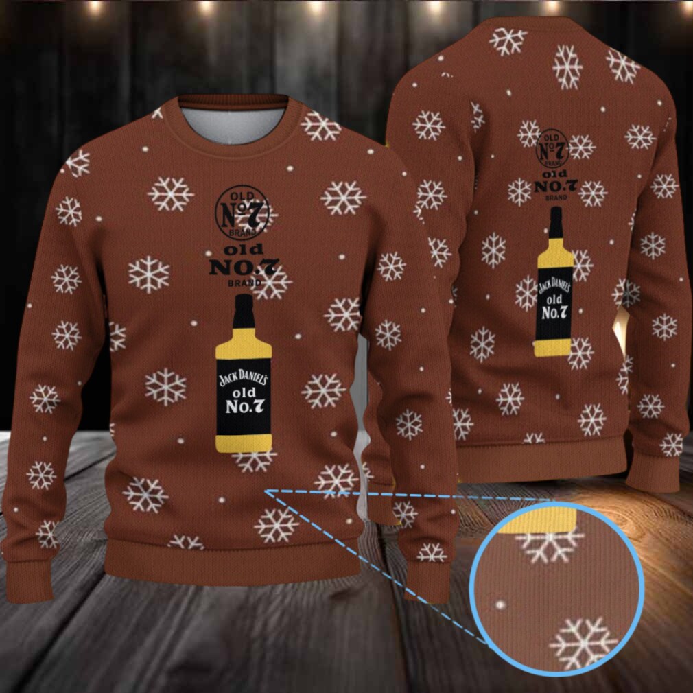 Brown Snowflake Ugly Christmas Sweater Jack Daniel’s Old No. 7 Whiskey Bottle Pattern Brown Snowflake Ugly Christmas Sweater Jack Daniel’s Old No. 7 Whiskey Bottle Pattern